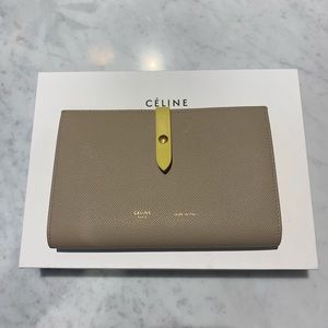 Celine Large Bicolor Grained Calfskin Strap Wallet